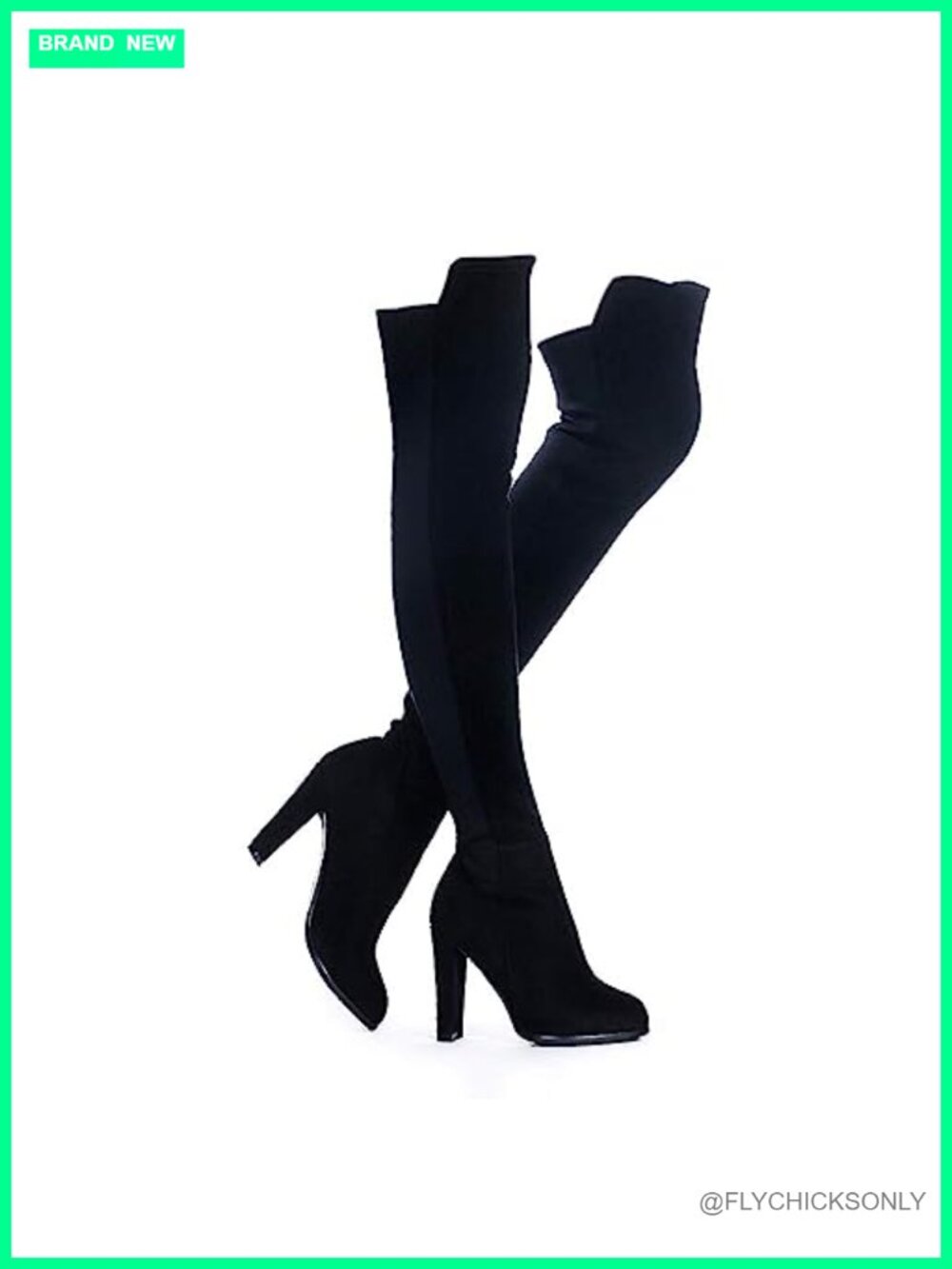 Faux Suede Chunky Heel Over The Knee Thigh High Stretch Boots